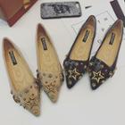 Star Embellished Pointy Toe Patent Flats