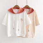 Hooded Embroidered Short-sleeve T-shirt