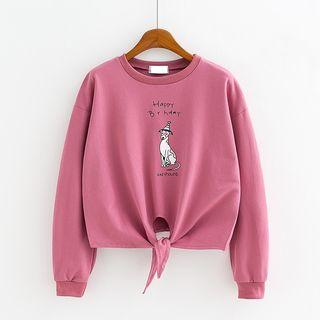 Front-tie Dog Print Sweatshirt