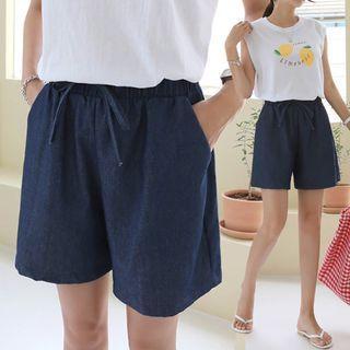 Drawcord-waist Chambray Shorts