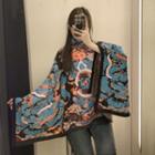High-neck Pattern Knit Shawl