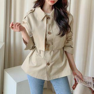 Flap Belted Trench Jacket