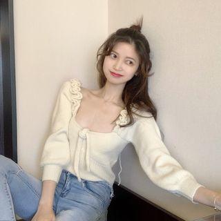 Ruffled Sweater Milky White - One Size