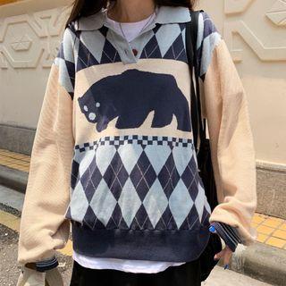 Bear Knit Vest As Shown In Figure - One Size