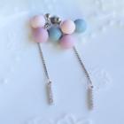 Bead Drop Earring Pink & Blue - Silver - One Size