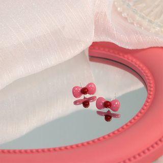 Bow Ear Stud 1 Pair - Pink - One Size
