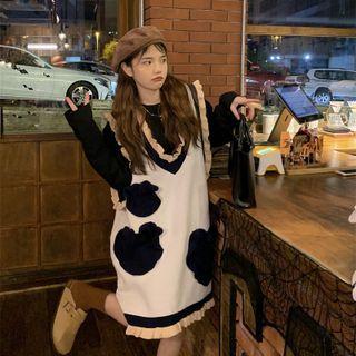 Plain Sweater / Ruffle Color Panel Tank Top Dress ( Various Designs )