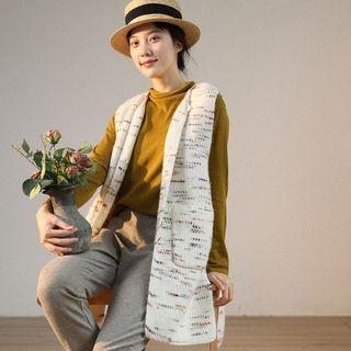 V-neck Button-up Sweater Vest Almond - One Size