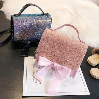 Sequined Bow Accent Shoulder Bag
