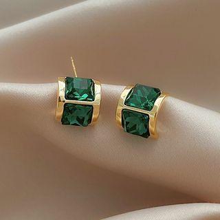 Rhinestone Alloy Earring Green - One Size
