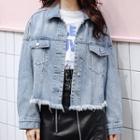 Buttoned Slit Back Denim Jacket