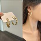 Faux Pearl Alloy Open Hoop Earring 1 Pair - Ear Studs - Gold - One Size