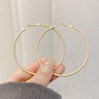 Matte Alloy Hoop Earring 1 Pair - A184 - 925 Silver - Gold - One Size