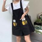 Cap-sleeve Top / Bee Embroidery Jumper Shorts