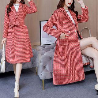 Houndstooth Sashed Coat