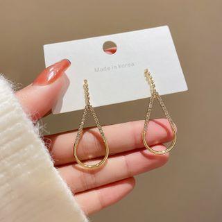 Cz Hollow Water Drop Earring E4729 - 1 Pair - Gold - One Size