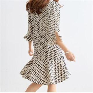 V-neck Ruffle-hem Patterned Dress
