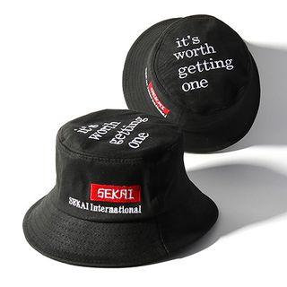 Embroidered Lettering Bucket Hat A328 - Black - One Size
