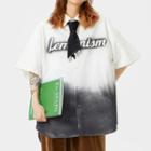 Elbow-sleeve Lettering Gradient Shirt