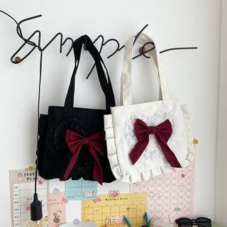 Bow Ruffled Tote Bag