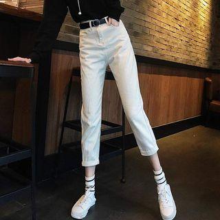 High-waist Plain Slim Fit Jeans