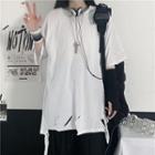 Short-sleeve Distressed Loose-fit T-shirt