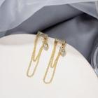 Rhinestone Chained Alloy Dangle Earring 1 Pair - E1961-4 - Gold - One Size