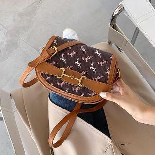 Printed Panel Flap Crossbody Bag