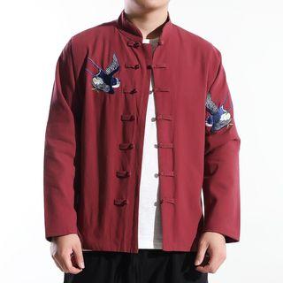 Swallow Embroidered Frog-button Jacket