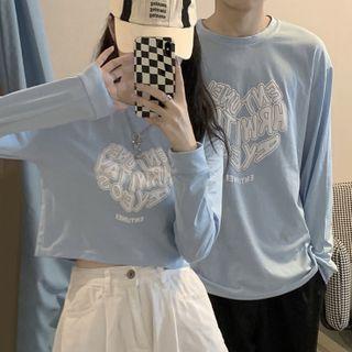 Lettering Heart Print T-shirt (various Designs)