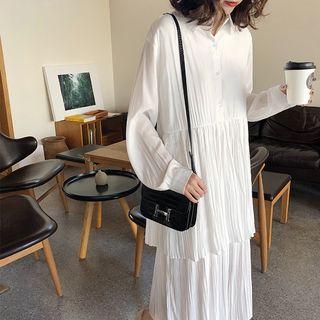 Pleated Layered Shirt Dress
