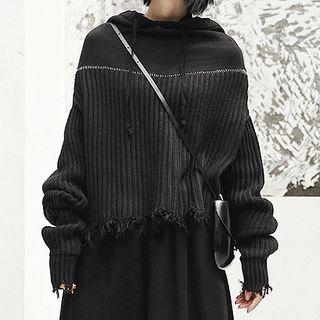 Asymmetric Knit Hoodie
