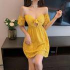 Strapless Perforated Mini A-line Dress