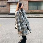 Padded Plaid Button-up Coat
