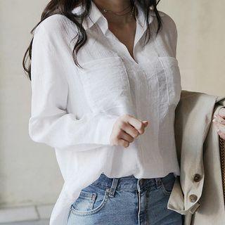 Dual-pocket Open-placket Shirt