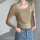 U-neck Ribbed Knit Crop Top