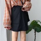 Drawstring Mini A-line Skirt Black - One Size