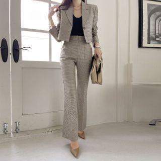 Formal Houndstooth Boot-cut Pants