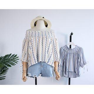Chevron Print Off Shoulder Blouse
