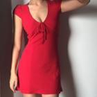 Cap-sleeve V-neck Mini A-line Dress