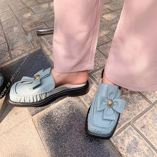 Flower Detail Block Heel Mules