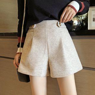 Button Detail Wide-leg Shorts