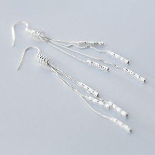 S925 Silver Bar Tassel Drop Earrings