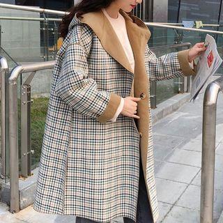 Reversible Buttoned Hooded Coat As Shown In Figure - One Size