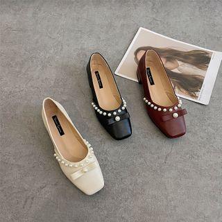 Faux Pearl Studded Flats