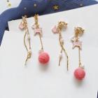 Non-matching Bobble Faux Pearl Deer & Crown Dangle Earring