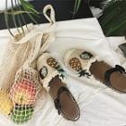 Applique Pineapple Flat Sandals