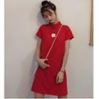 Mock Neck Short-sleeve T-shirt Dress