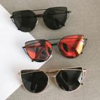 Double-breasted Cat Eye Metal Frame Sunglasses Red & Black - One Size