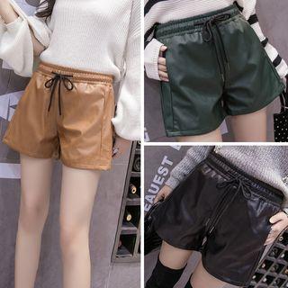 Plain Faux Leather Shorts